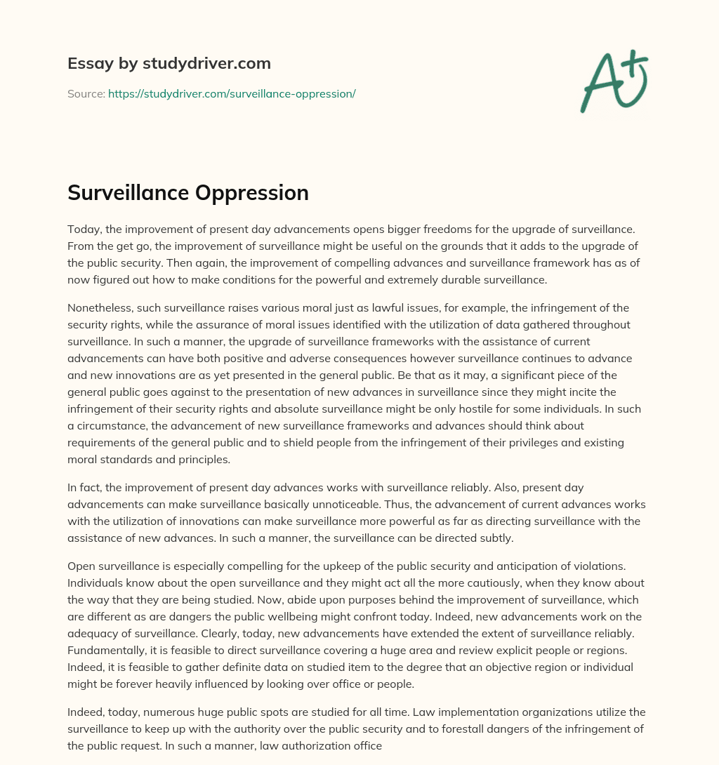 Surveillance Oppression essay