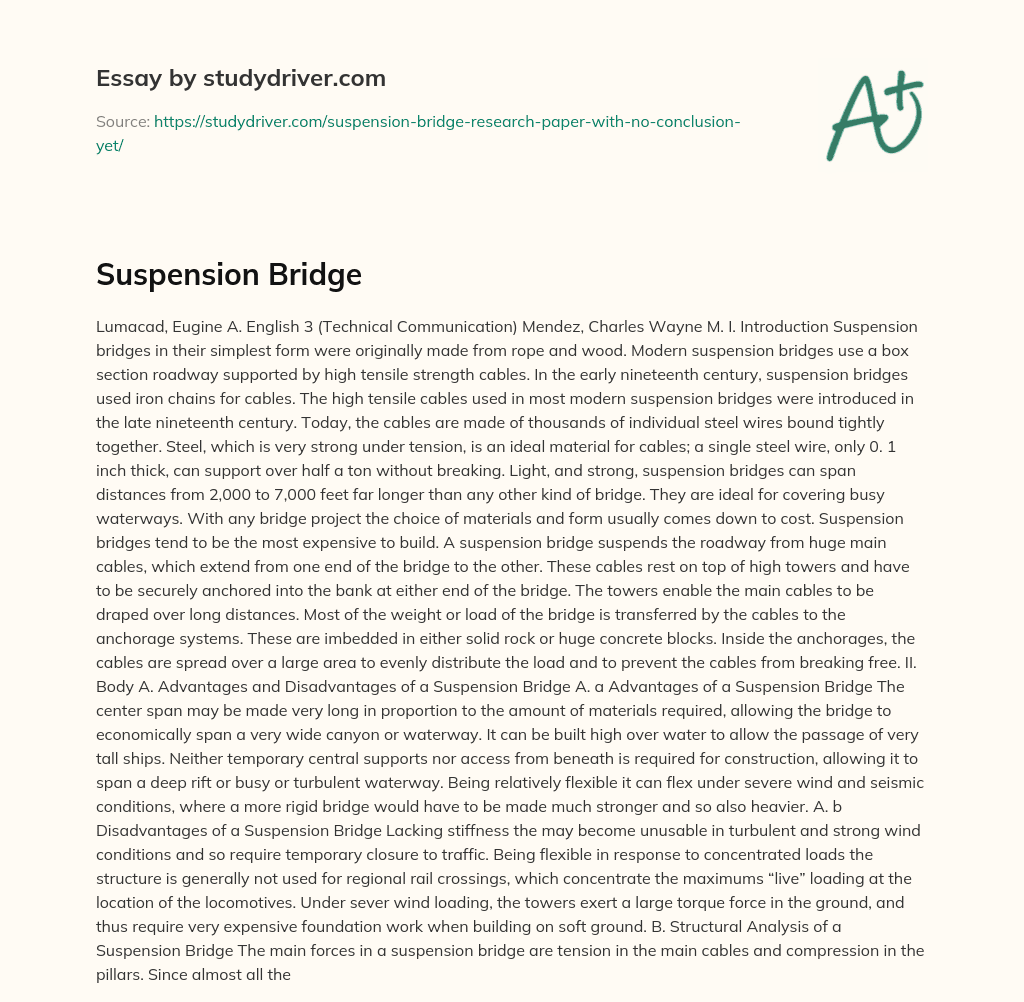 Suspension Bridge essay