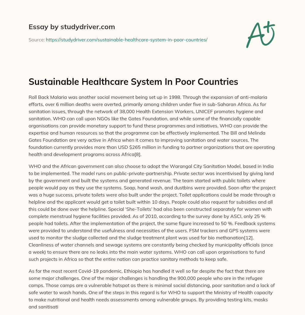 Sustainable Healthcare System in Poor Countries essay