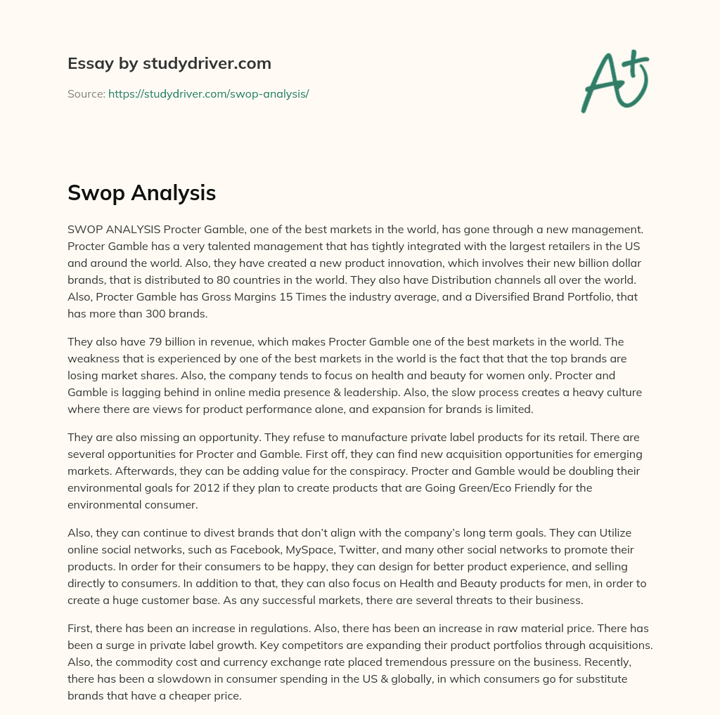 Swop Analysis essay