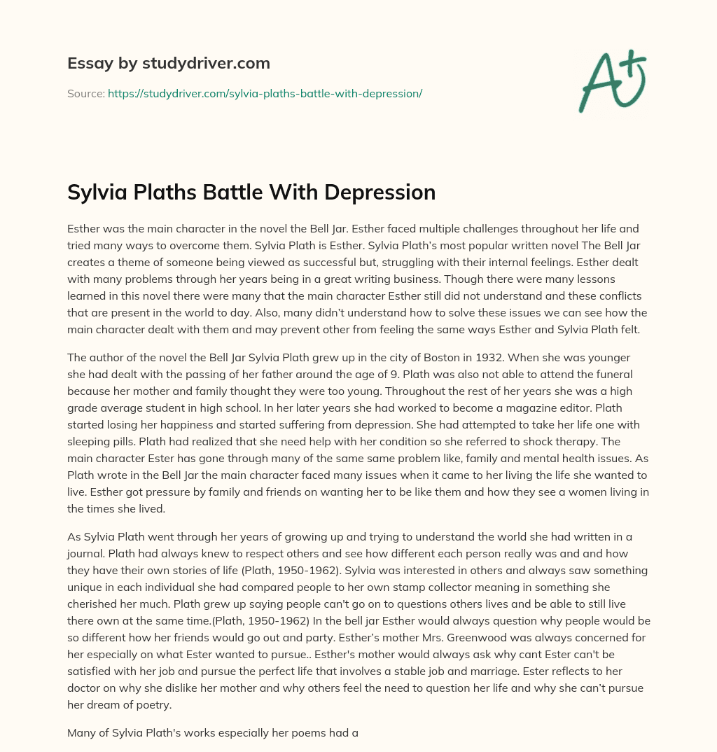 Sylvia Plaths Battle with Depression essay