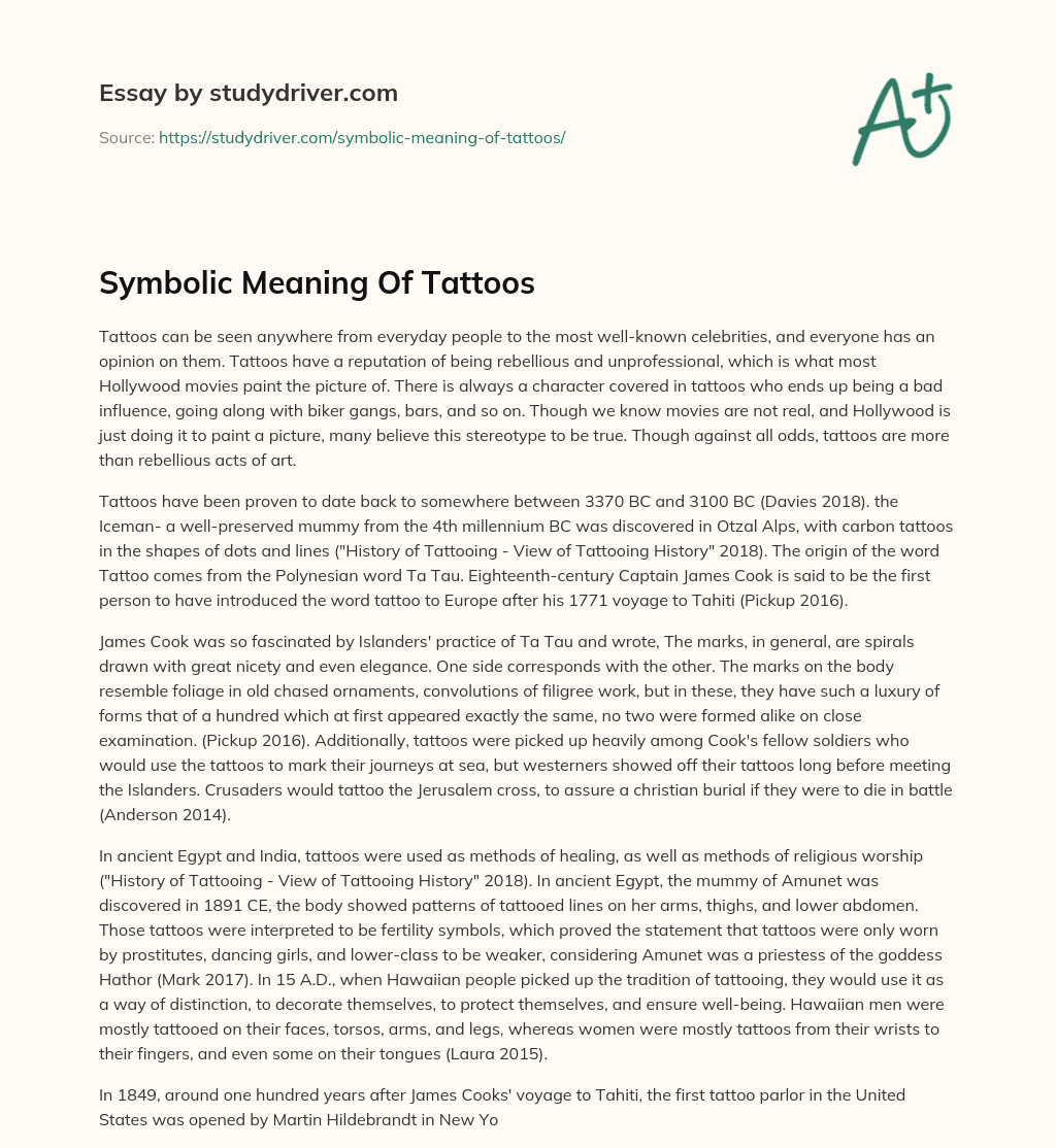 Symbolic Meaning of Tattoos essay
