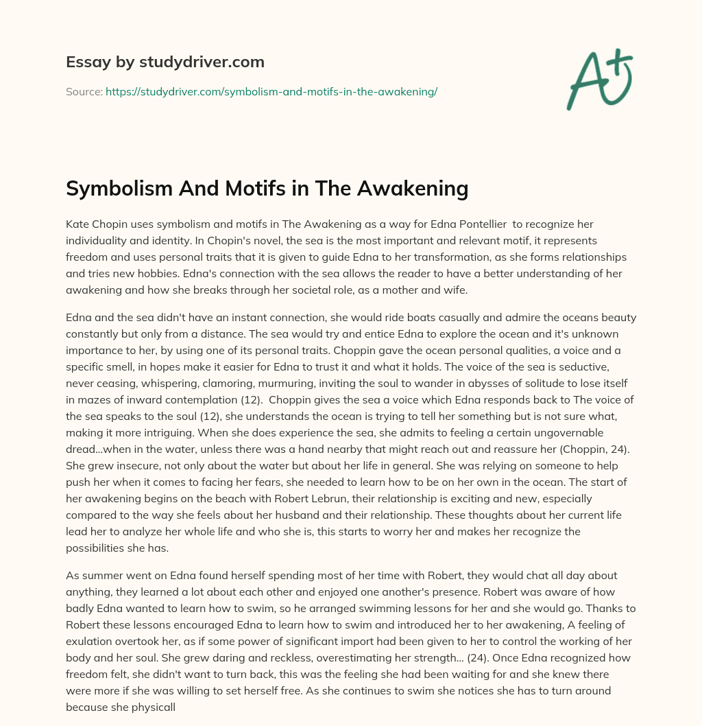 Symbolism and Motifs in the Awakening essay