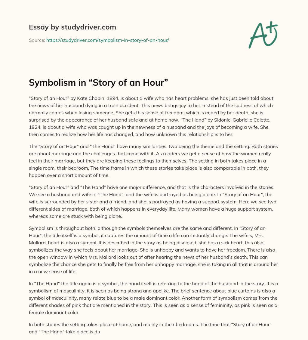 Symbolism in “Story of an Hour” essay