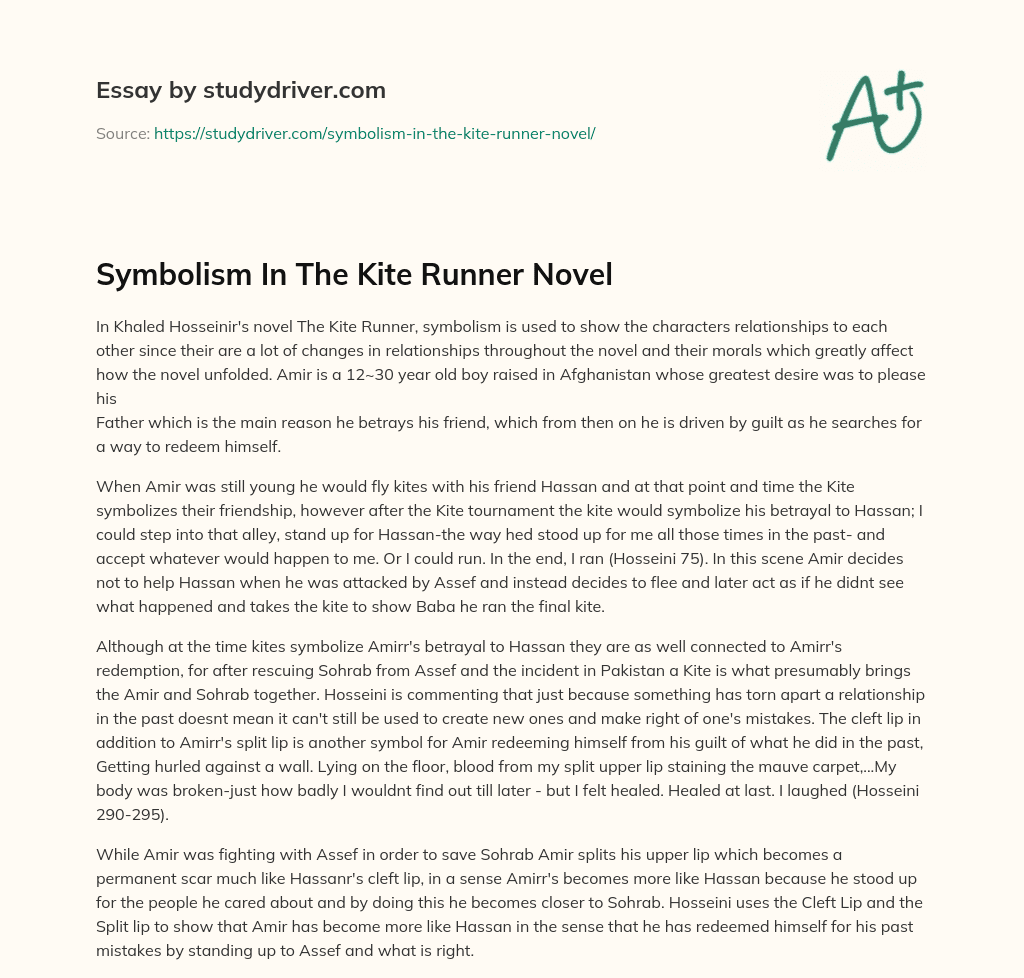 Symbolism in the Kite Runner Novel essay