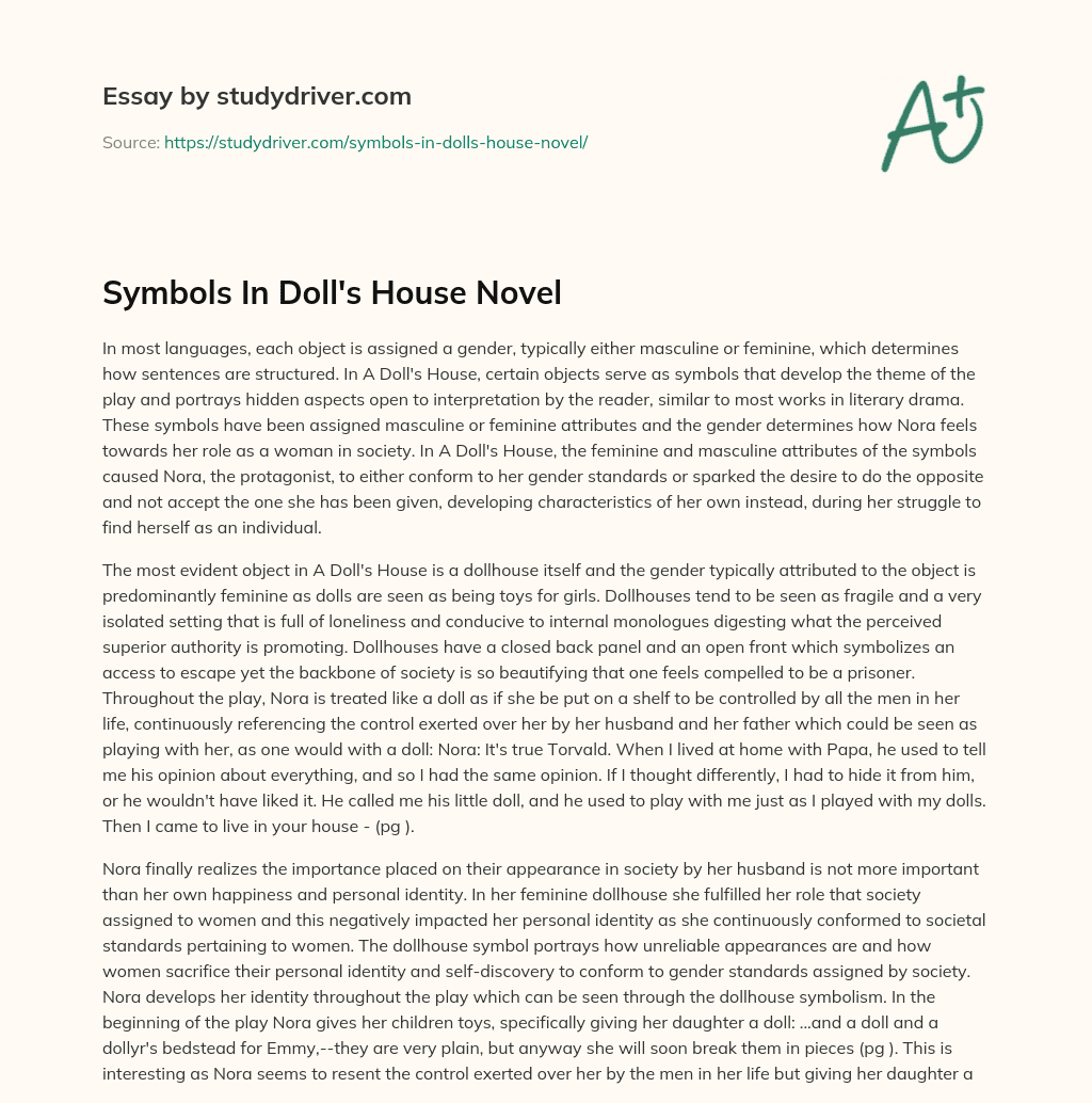 Symbols in Doll’s House Novel essay