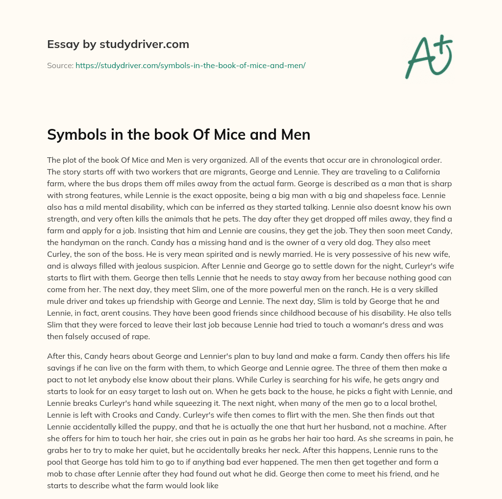 Symbols in the Book of Mice and Men essay