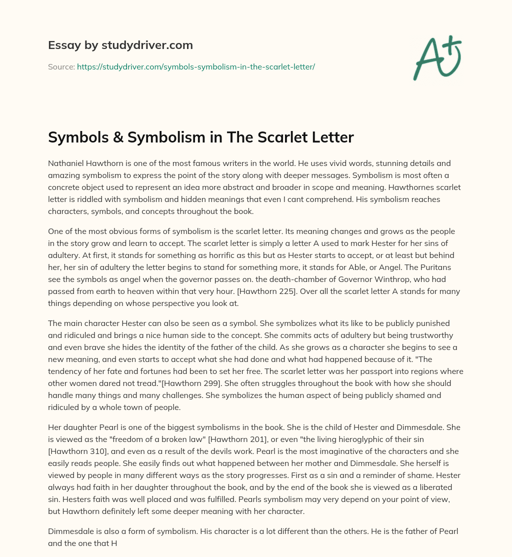 Symbols & Symbolism in the Scarlet Letter essay