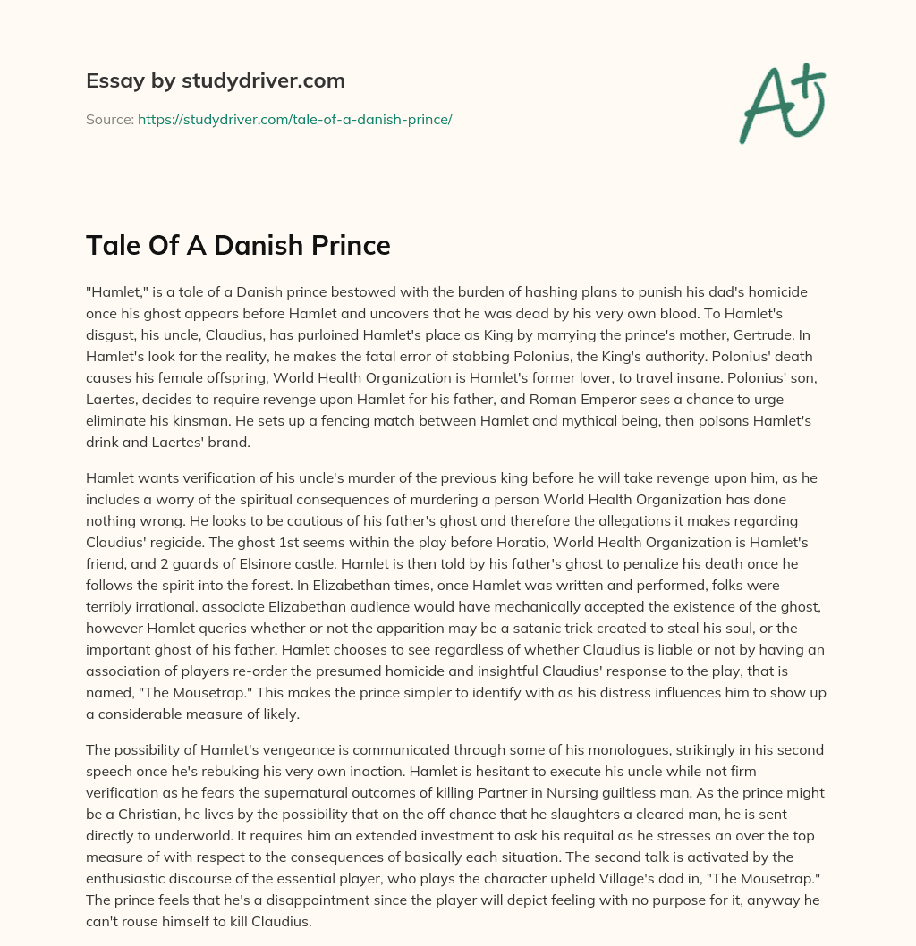 Tale of a Danish Prince essay