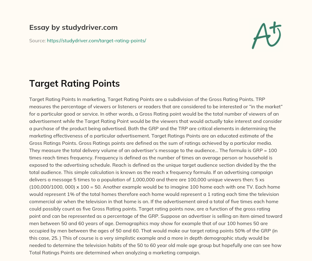 Target Rating Points essay