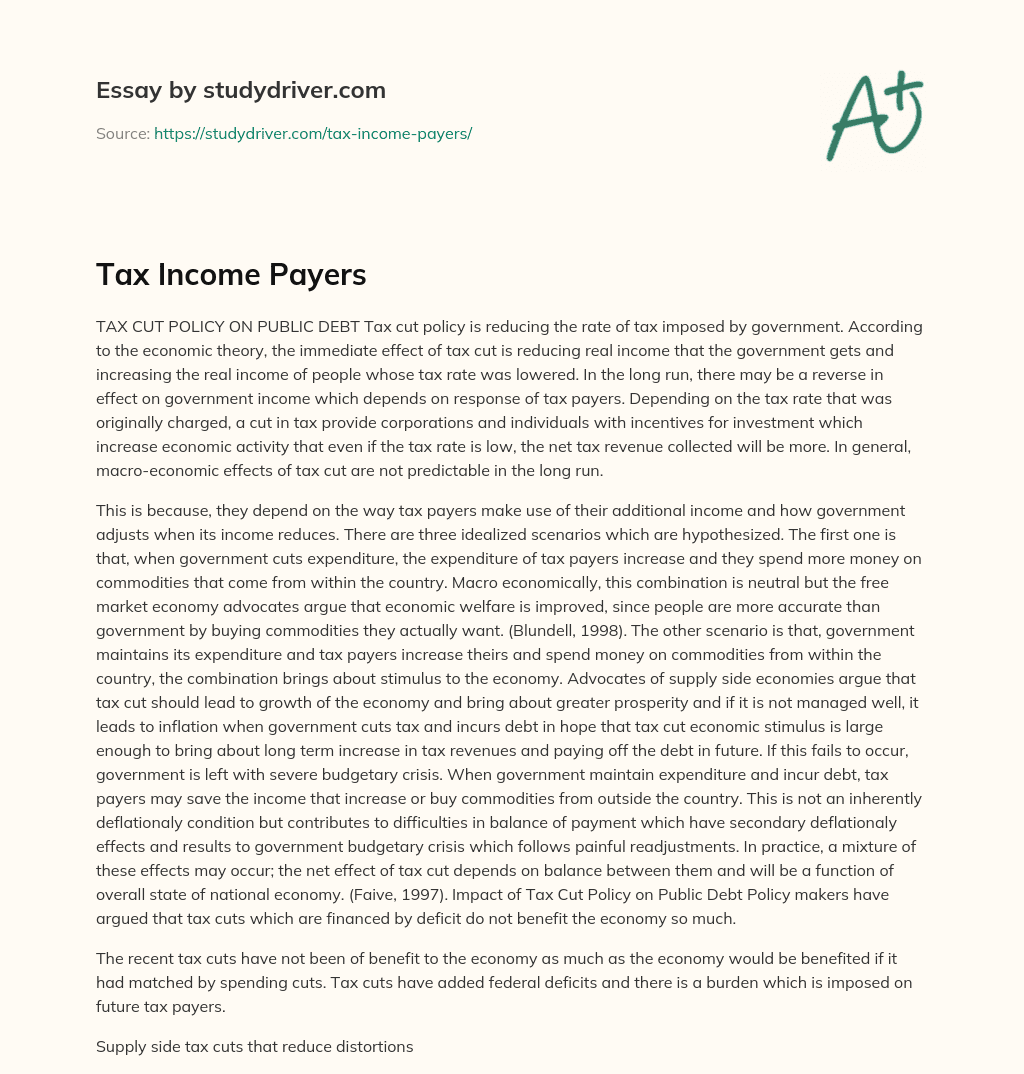 Tax Income Payers essay