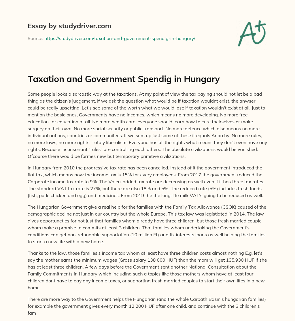 Taxation and Government Spendig in Hungary essay