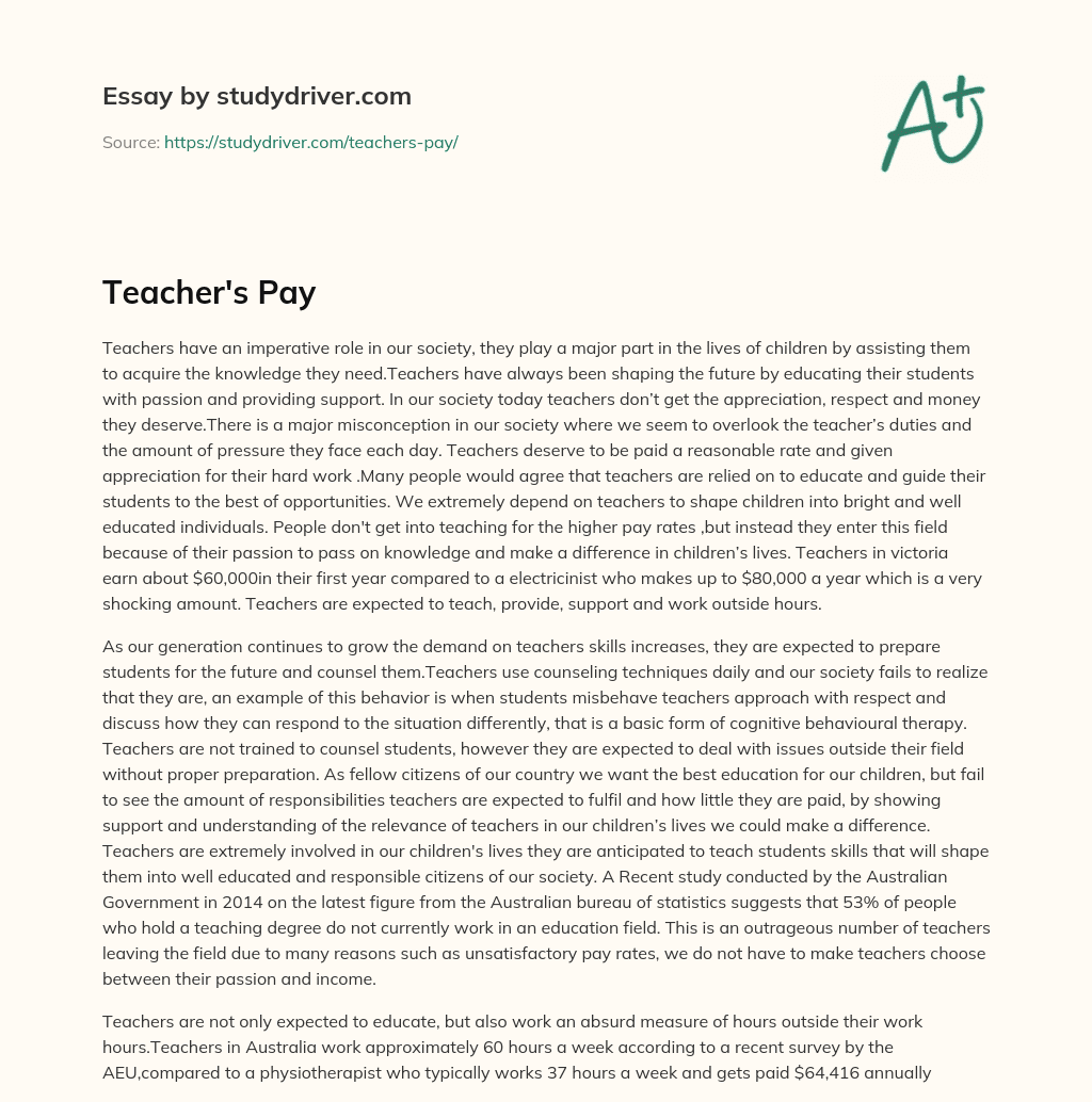 Teacher’s Pay essay