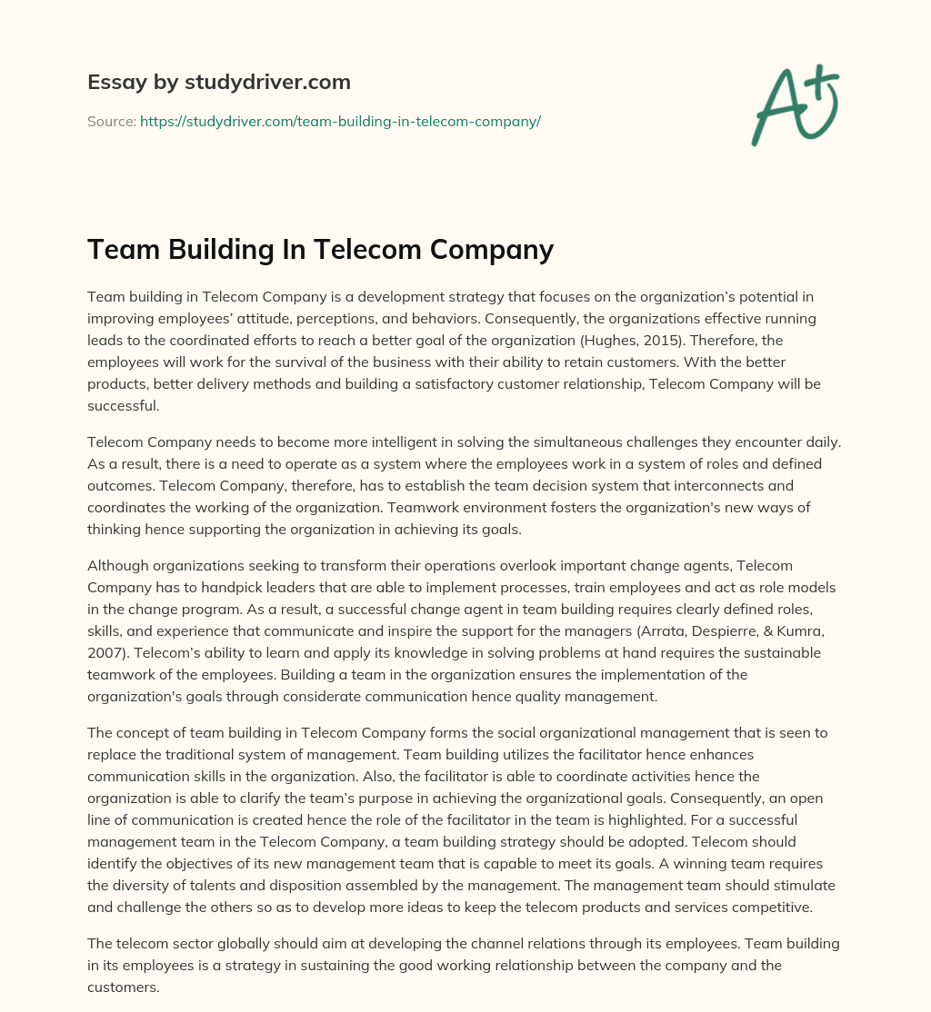 Team Building in Telecom Company essay