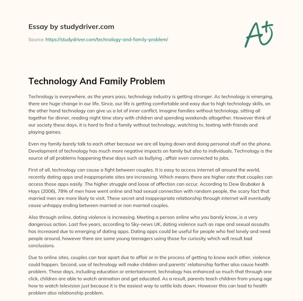 Technology and Family Problem essay