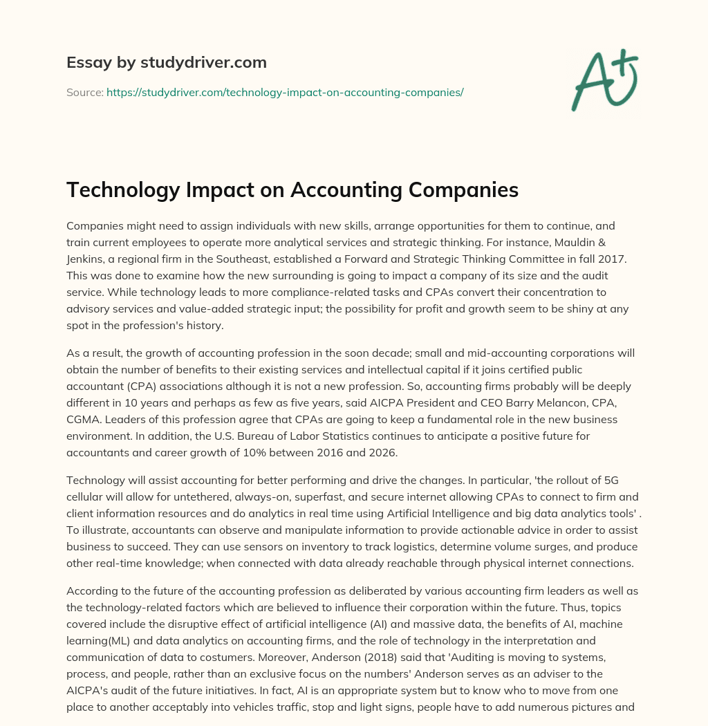 Technology Impact on Accounting Companies essay