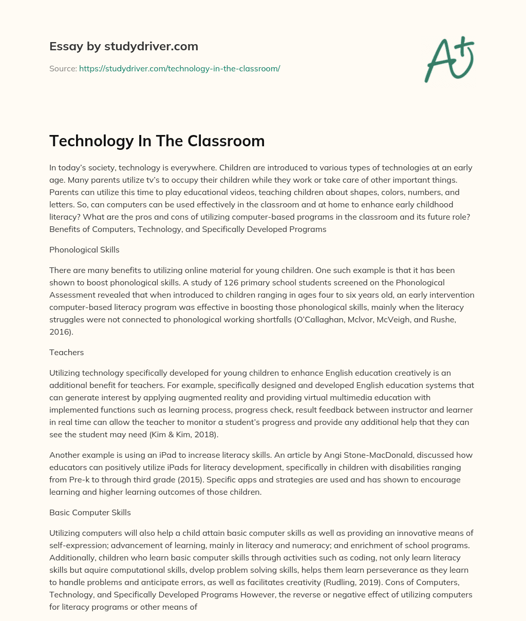 Technology in the Classroom essay