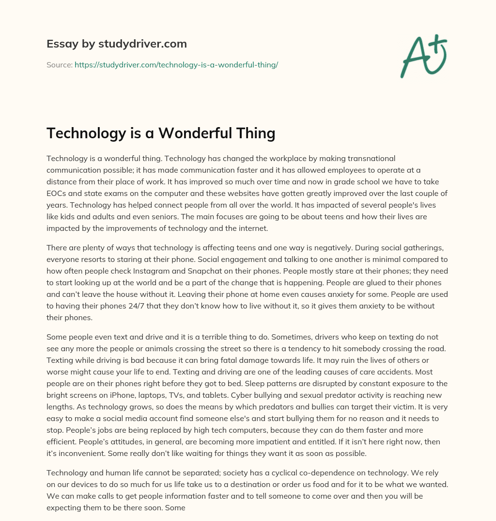 Technology is a Wonderful Thing essay