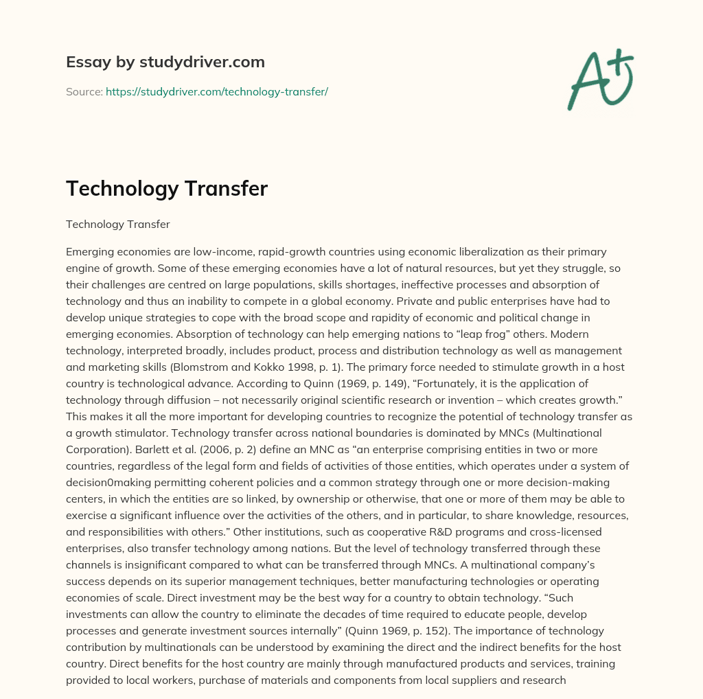 Technology Transfer essay