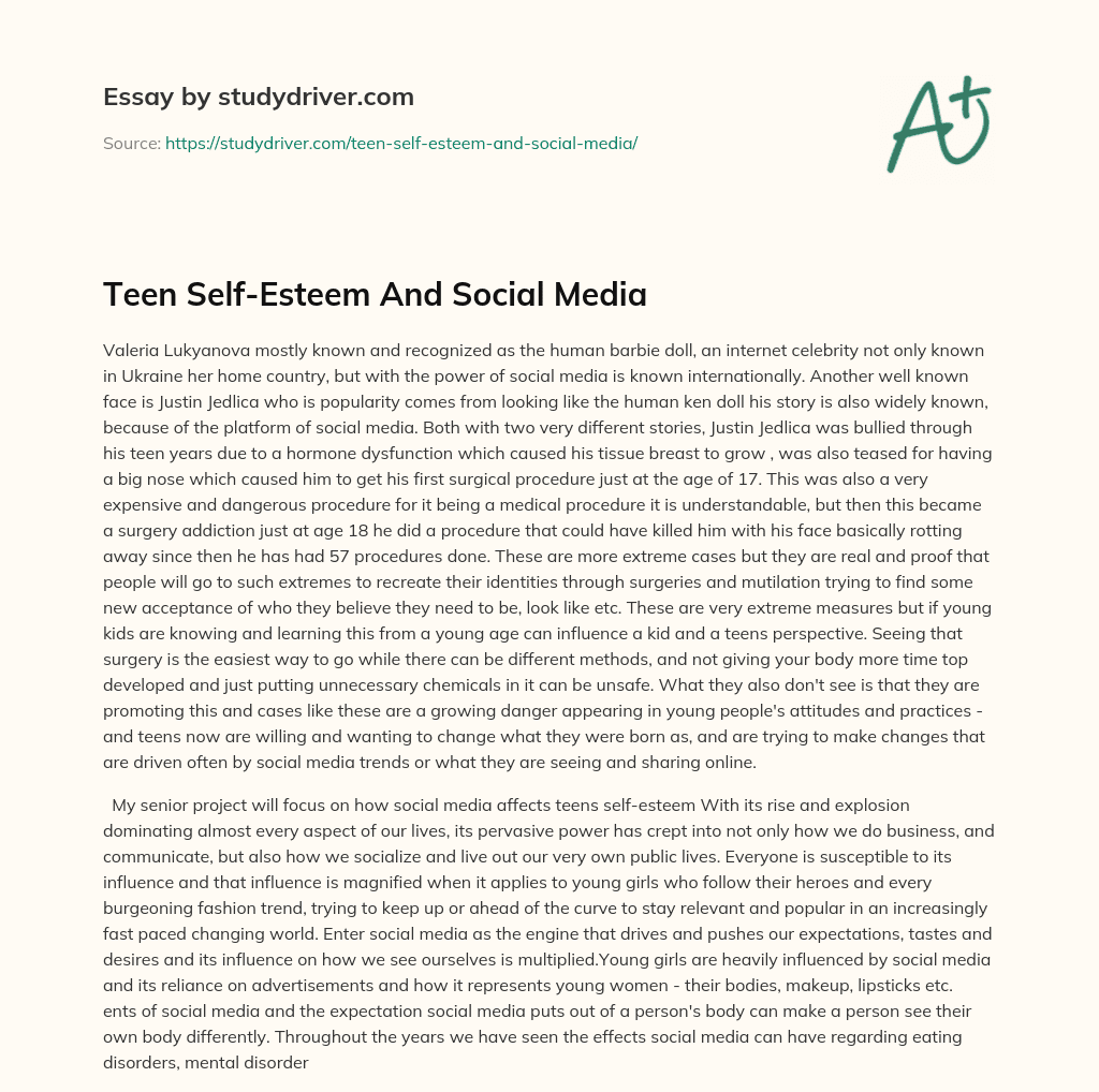 Teen Self-Esteem and Social Media essay