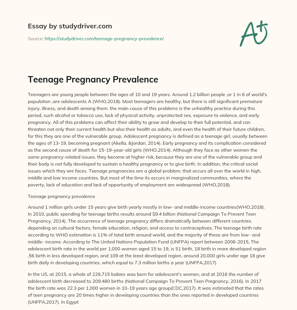 Teenage Pregnancy Prevalence essay