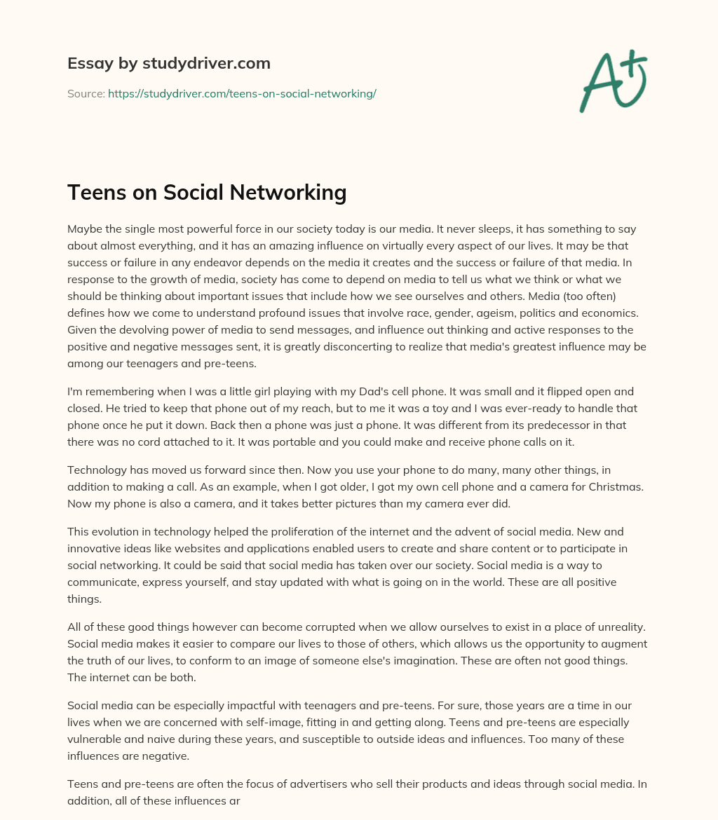 Teens on Social Networking essay