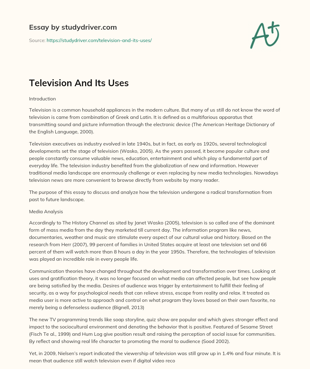 Television and its Uses essay