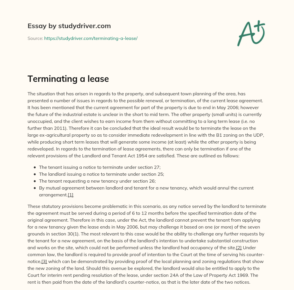 Terminating a Lease essay