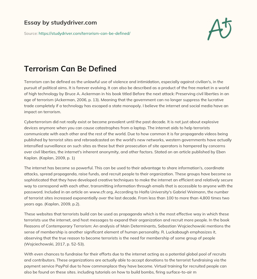 Terrorism Can be Defined essay