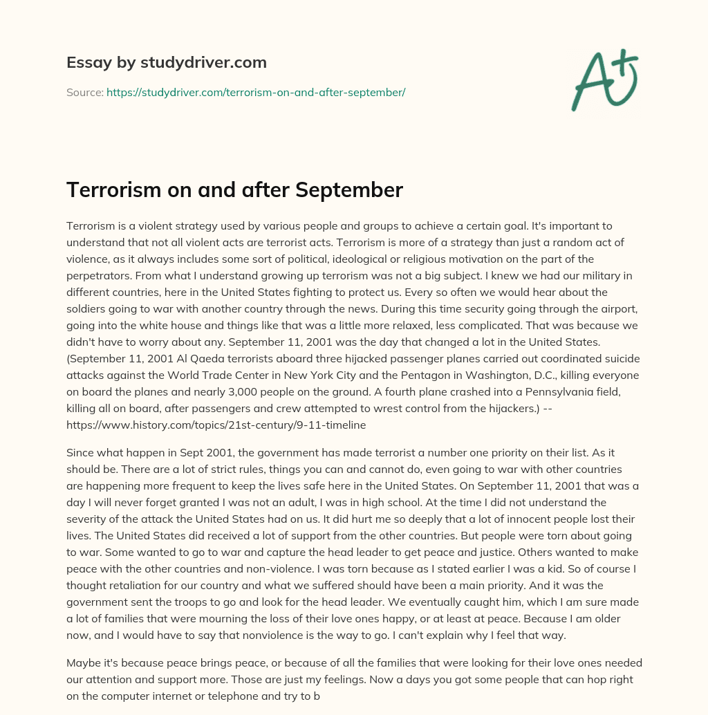 Terrorism on and after September essay