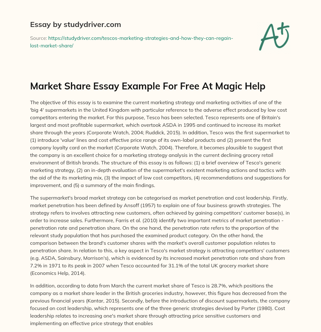 Market Share Essay Example for Free at Magic Help essay