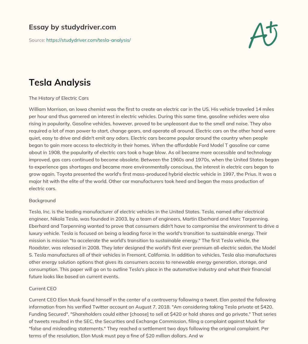 Tesla Analysis essay