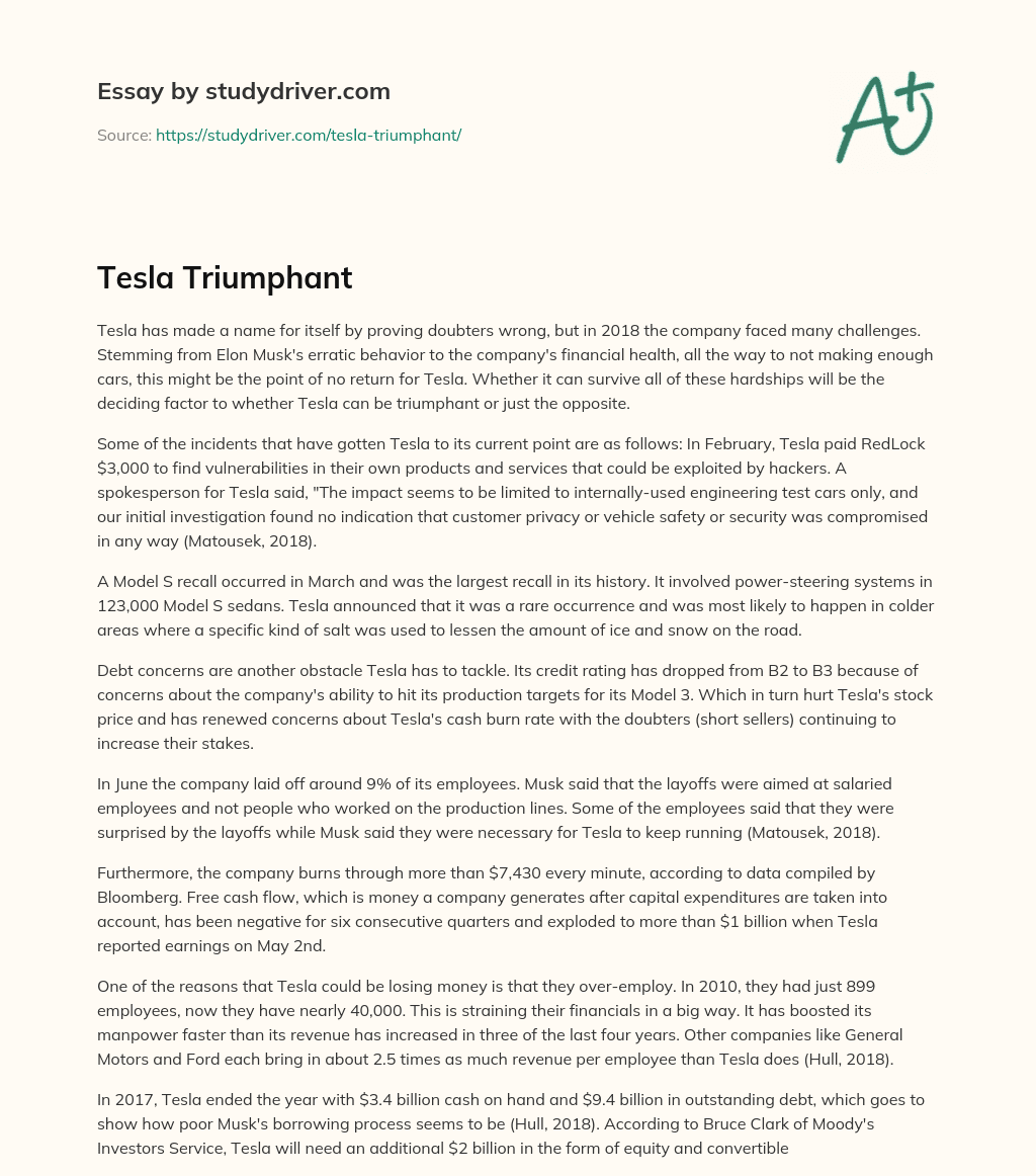 Tesla Triumphant essay