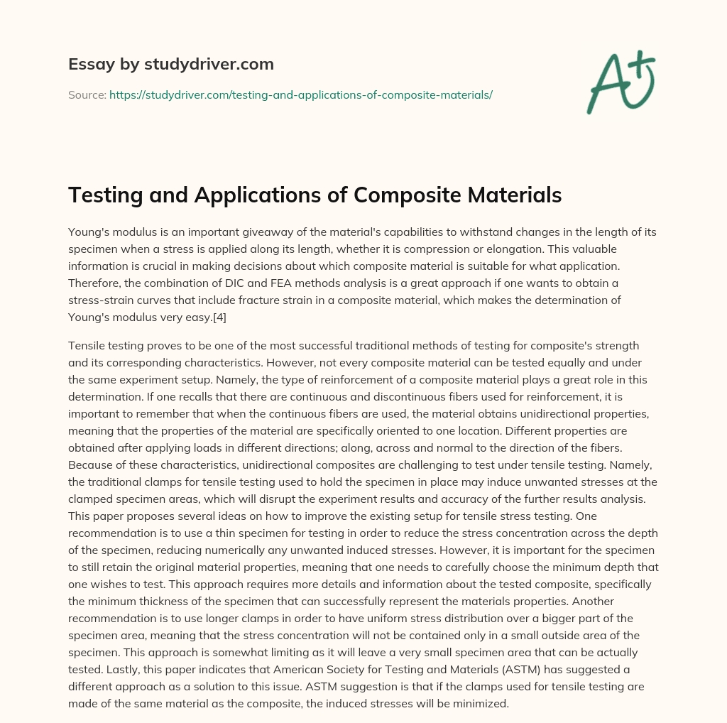 Testing and Applications of Composite Materials essay