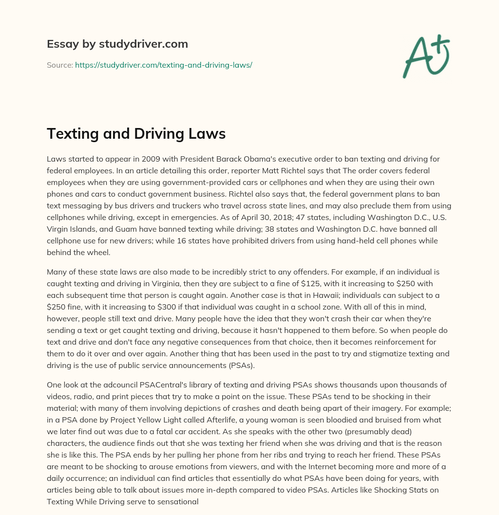 Texting and Driving Laws essay