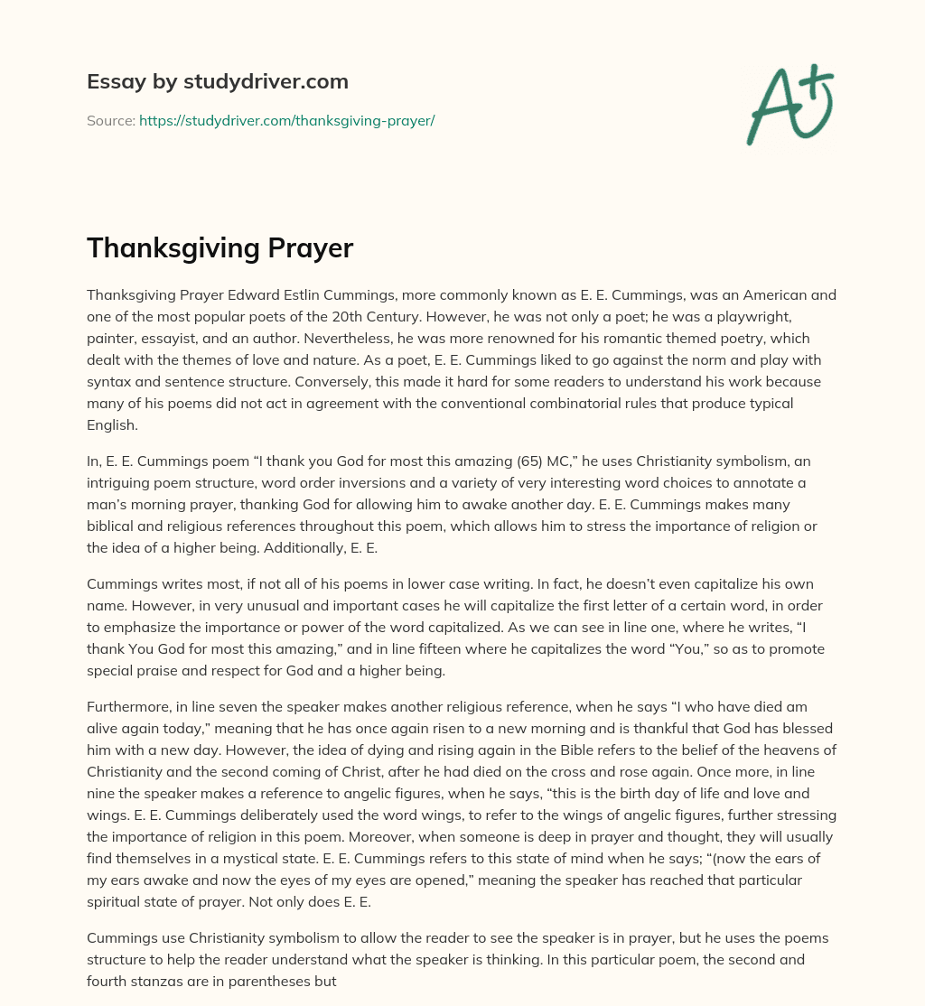 Thanksgiving Prayer essay