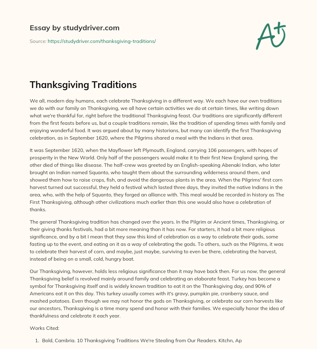 Thanksgiving Traditions essay