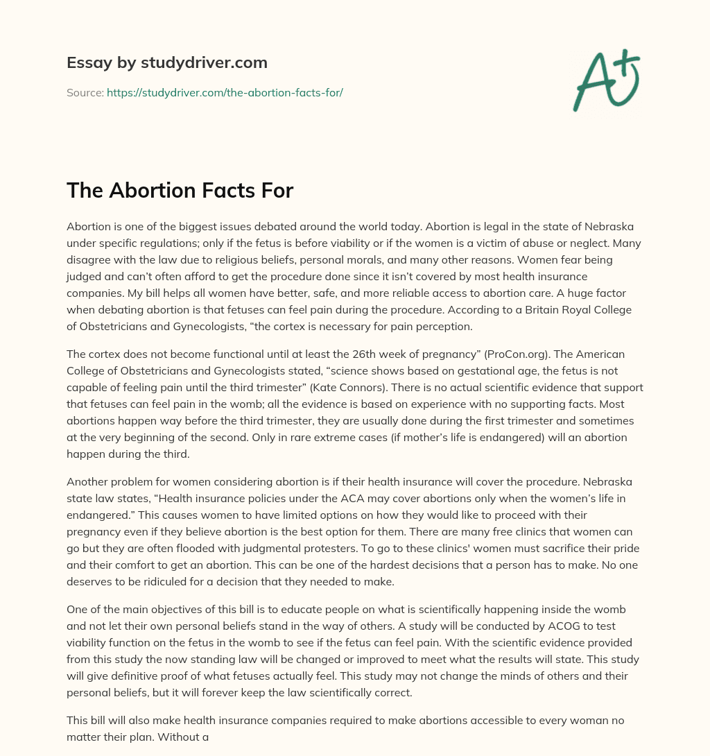 The Abortion Facts for essay