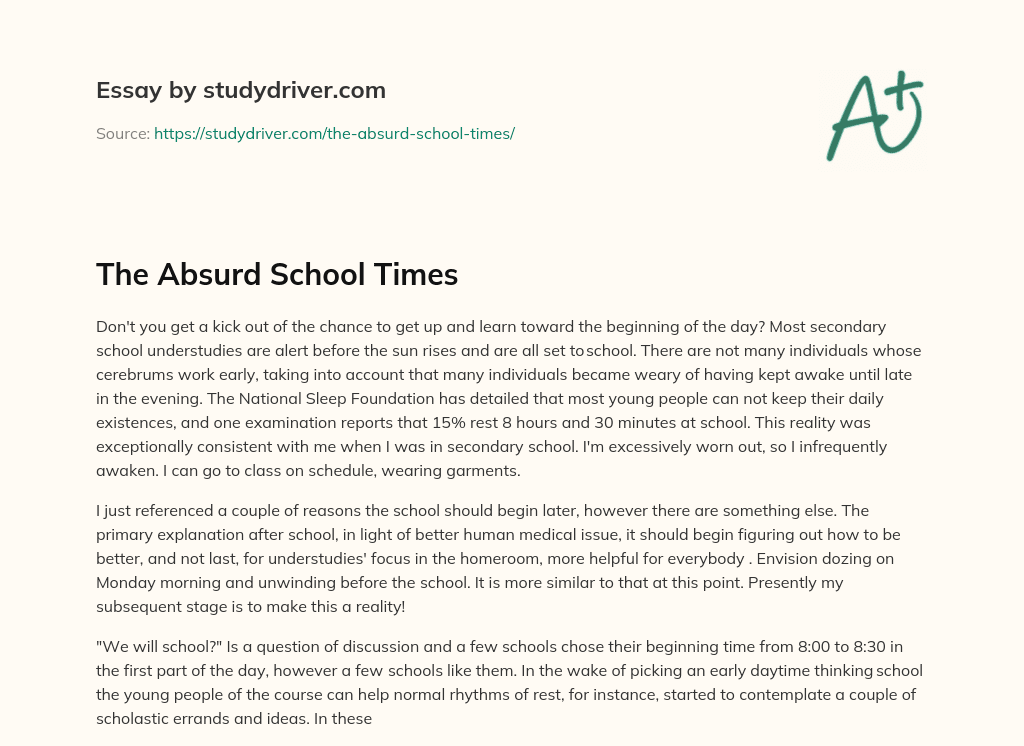 The Absurd School Times essay