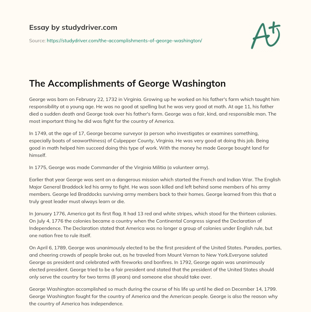 The Accomplishments of George Washington essay