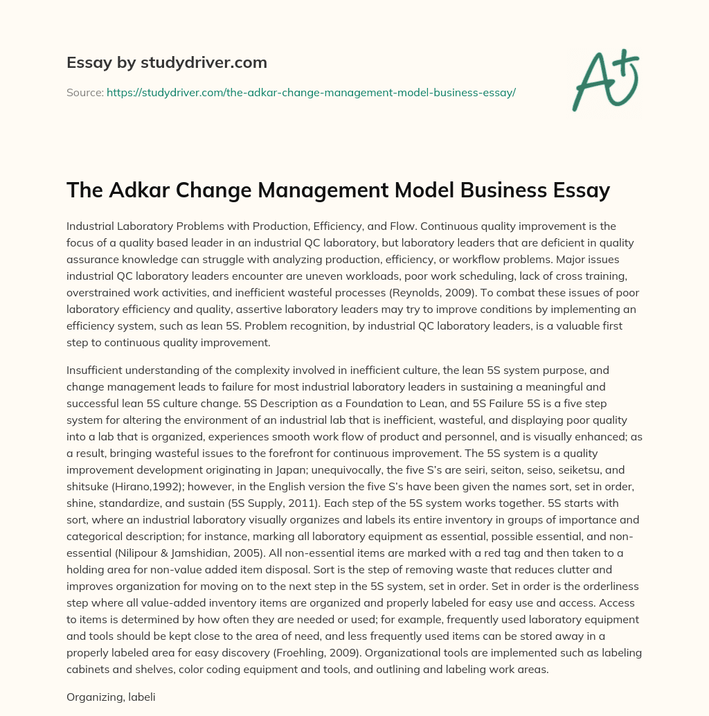 The Adkar Change Management Model Business Essay essay