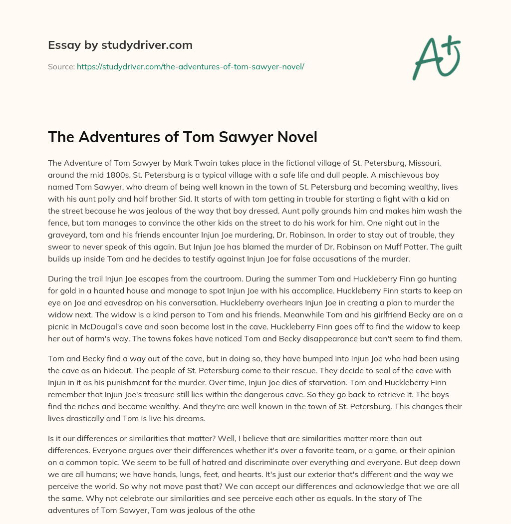 The Adventures of Tom Sawyer Novel essay