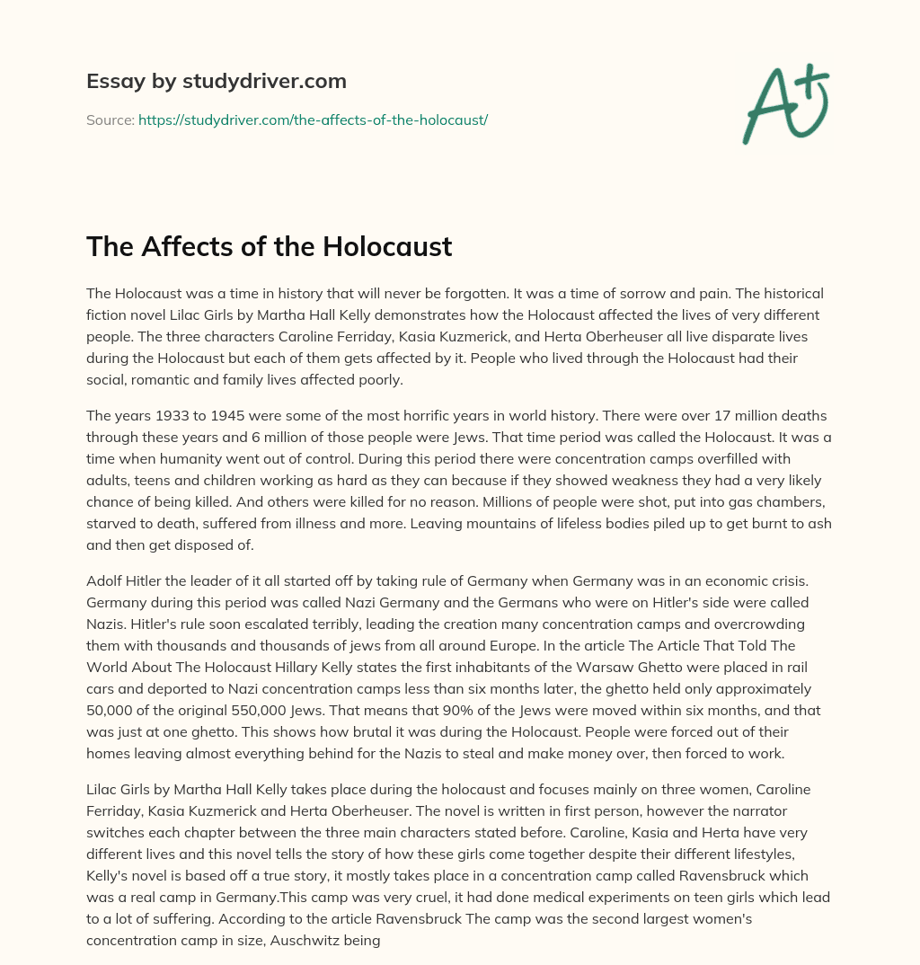 The Affects of the Holocaust essay