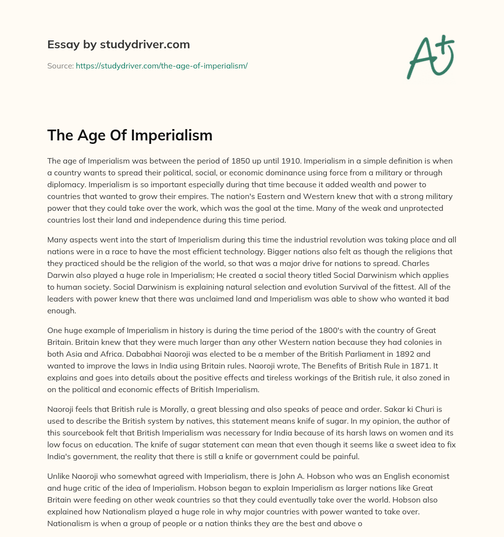 The Age of Imperialism essay
