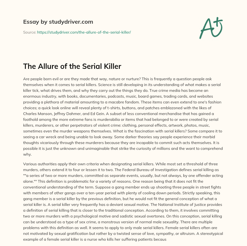 The Allure of the Serial Killer essay