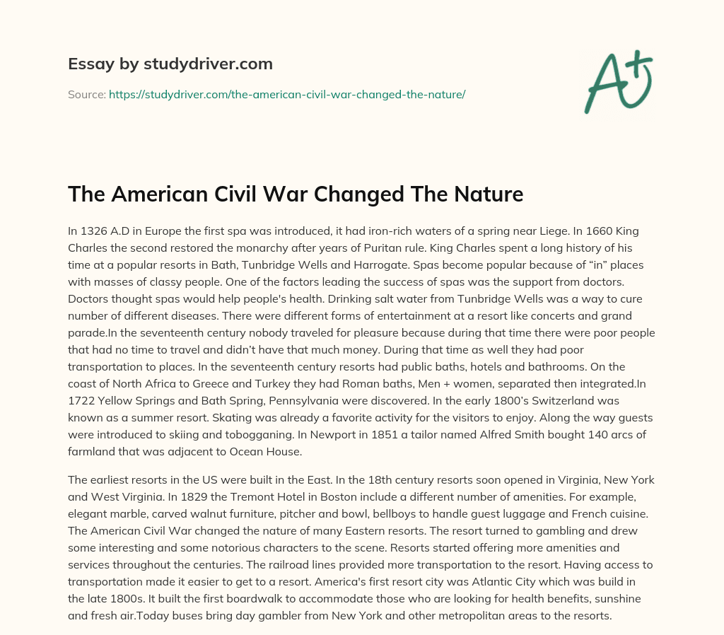 The American Civil War Changed the Nature essay