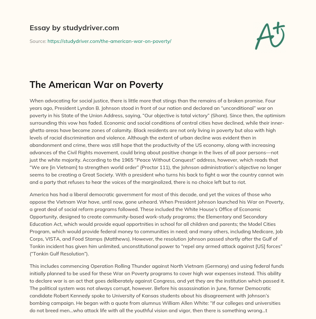 war on poverty essay