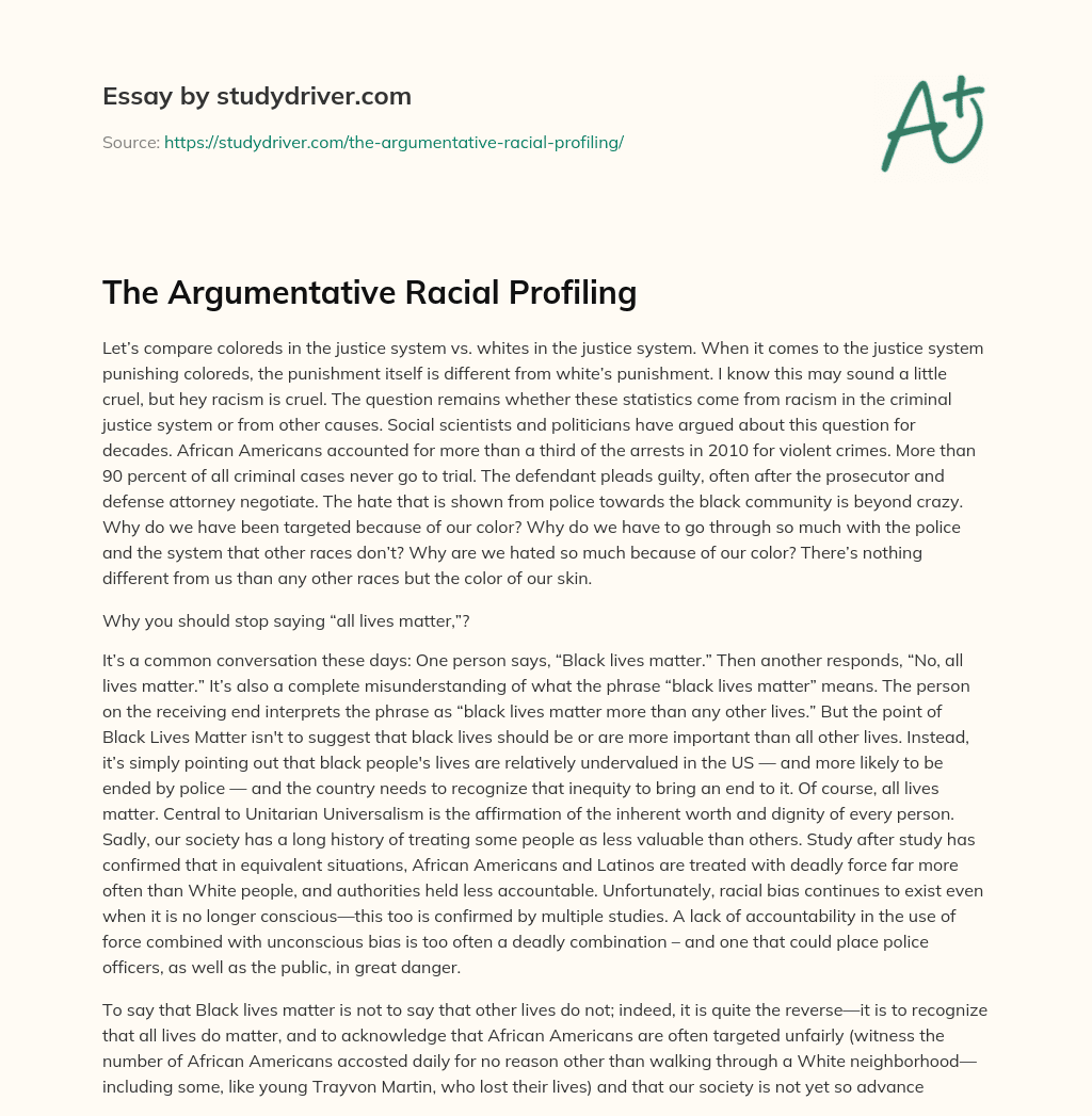 The Argumentative Racial Profiling essay