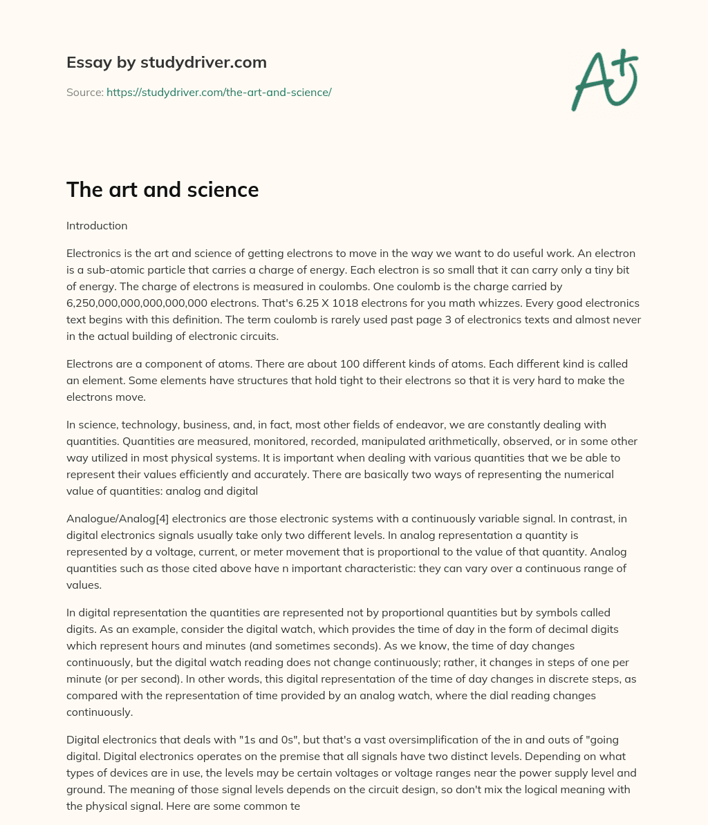 The Art and Science essay
