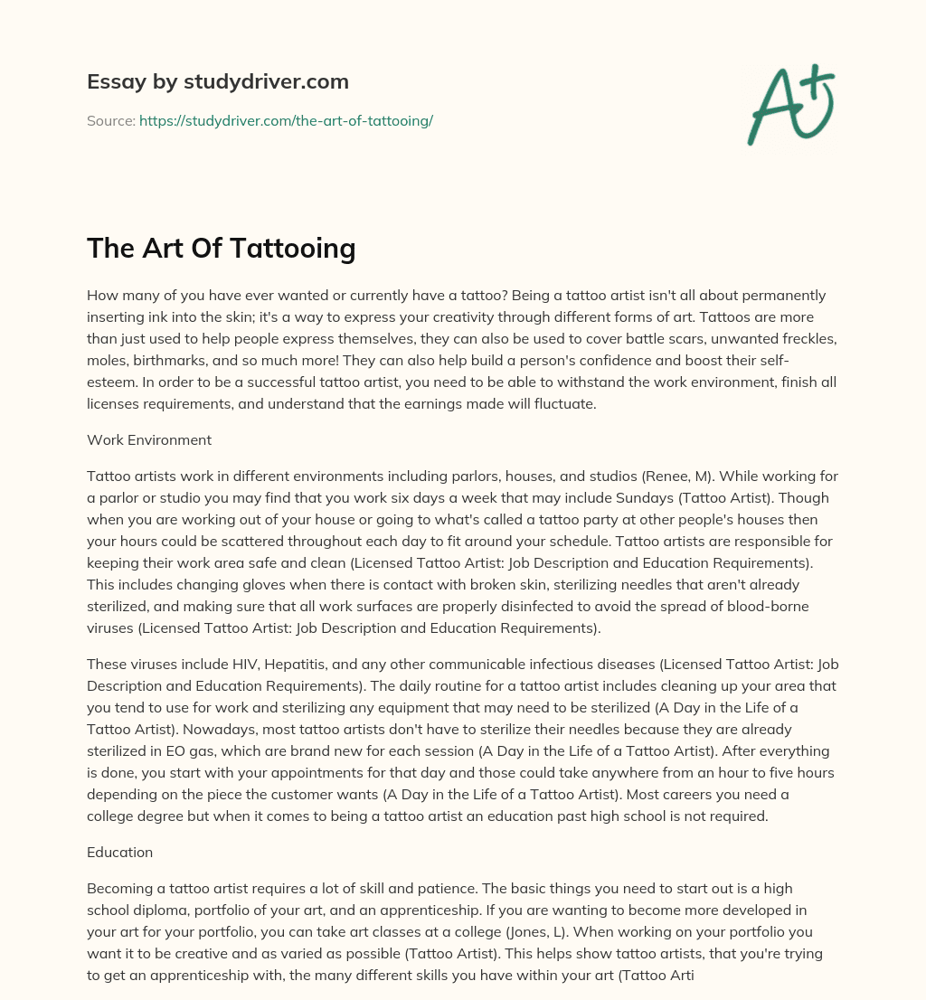 The Art of Tattooing essay